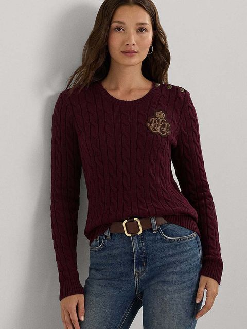 Lauren Ralph Lauren sweter bawełniany kolor bordowy 200962263