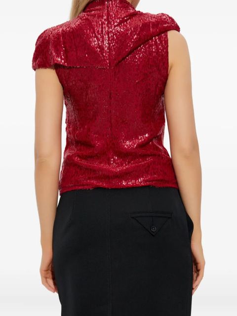 Self-Portrait draped lurex blouse - Red - zdjęcie produktu nr 2