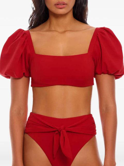 Agua By Agua Bendita Calista puff-sleeve tie bikini top - Red - zdjęcie produktu nr 2