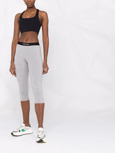 TOM FORD cropped logo-waistband leggings - Grey - zdjęcie produktu nr 2