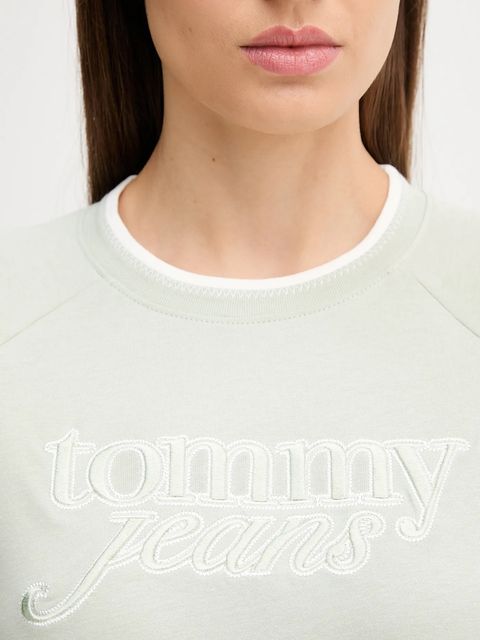 Tommy Jeans t-shirt bawełniany damski kolor zielony DW0DW21388
