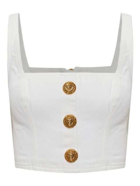 Balmain button square-neck top - White - zdjęcie produktu nr 1