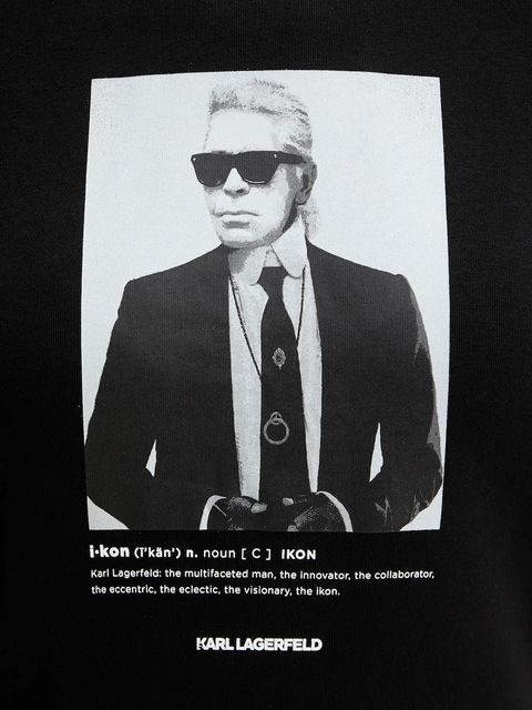 Karl Lagerfeld bluza damska kolor czarny z kapturem z nadrukiem B1W20012