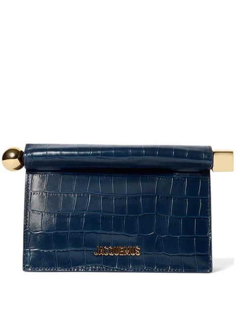 Jacquemus small Rond Carré croc-effect clutch bag - Blue - zdjęcie produktu nr 1