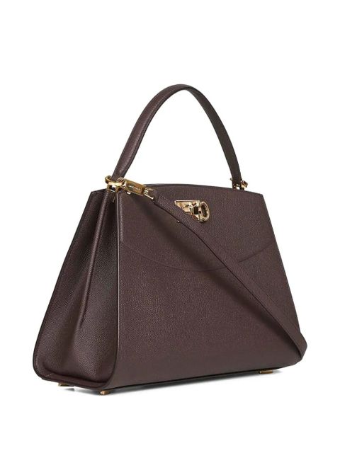 Ferragamo Gancio-clasp hammered calfskin tote bag - Testa di m testa di moro