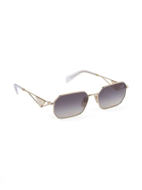 Prada Eyewear triangle-logo rectangle-frame sunglasses - Gold