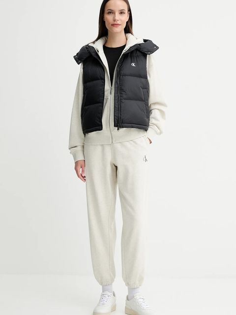 Calvin Klein Jeans bezrękawnik puchowy kolor czarny zimowy LV047D500G