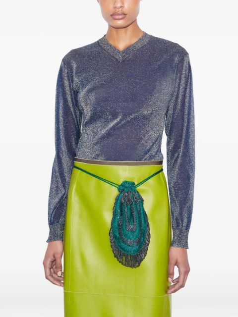 Tory Burch metallic V-neck sweater - Blue