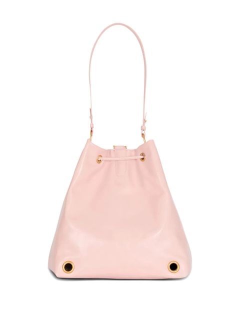 Balmain chain drawstring leather backpack - Pink