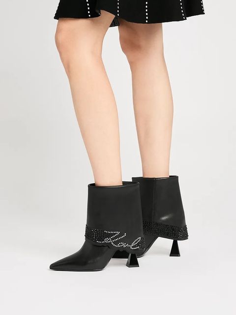 Karl Lagerfeld botki zamszowe DEBUT II damskie kolor czarny na szpilce KL32043