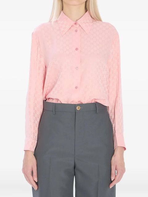 Gucci GG jacquard-pattern buttoned silk shirt - Pink - zdjęcie produktu nr 1