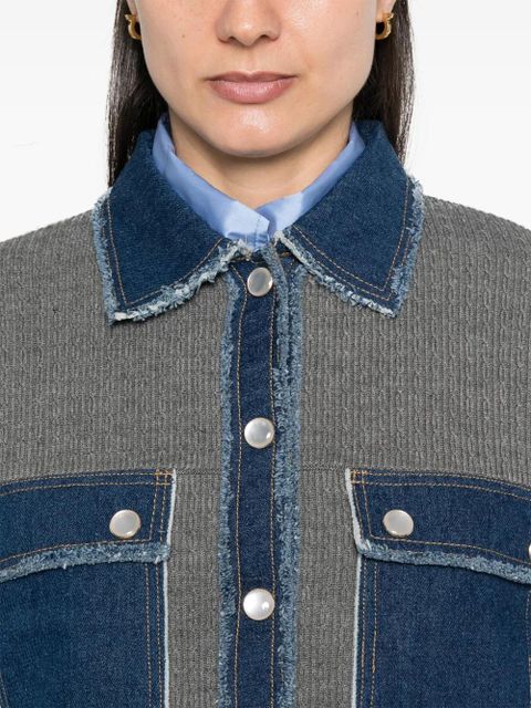 SANDRO cable-knit denim jacket - Grey