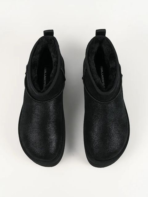 Karl Lagerfeld śniegowce zamszowe THERMO kolor czarny KL48523 - zdjęcie produktu nr 2