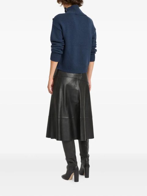 Yves Salomon flared leather midi skirt - Black