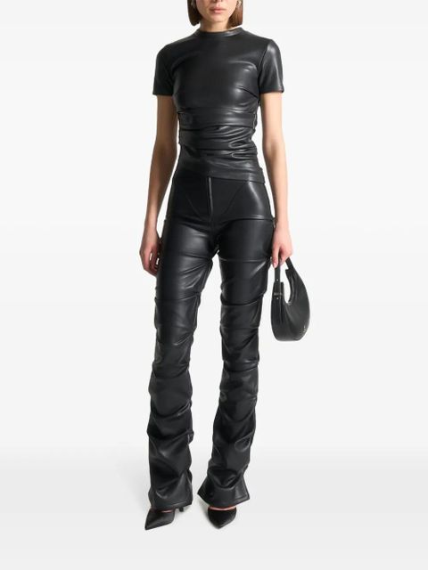 Manière De Voir Caroline tacked leather flared trousers - Black - zdjęcie produktu nr 2