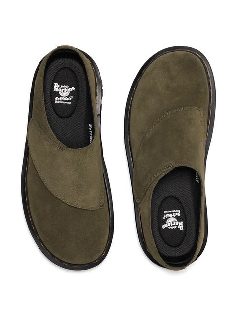 Dr. Martens klapki zamszowe ZebZag AnyWair Mule kolor zielony DM41730300