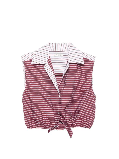 SANDRO striped tie-hem shirt - Red - zdjęcie produktu nr 1
