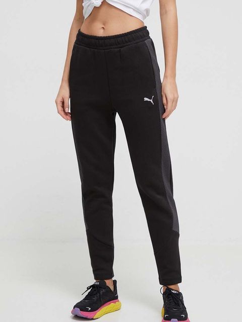 Puma spodnie treningowe Evostripe kolor czarny gładkie