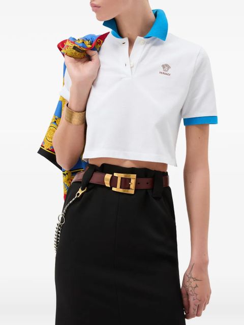 Versace cropped logo polo shirt - White
