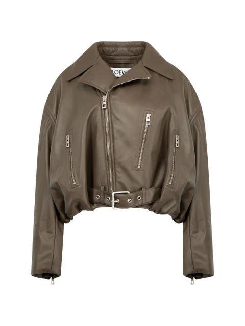 LOEWE belted biker jacket - Brown - zdjęcie produktu nr 1