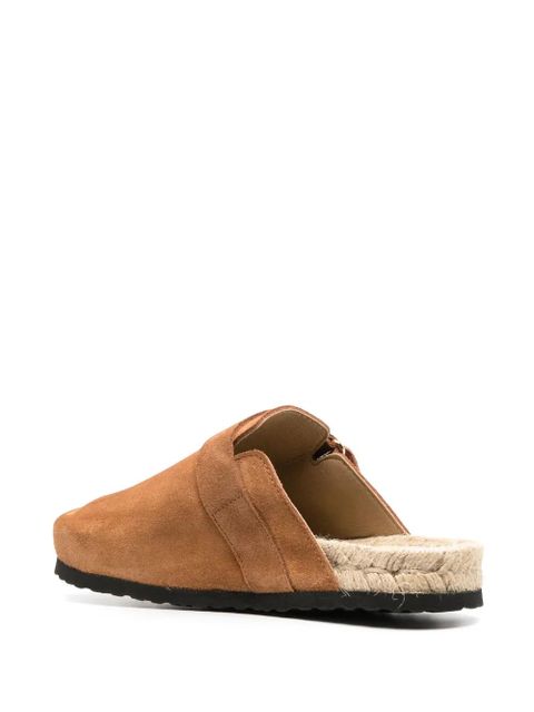 Manebi Hamptons leather flat mules - Brown