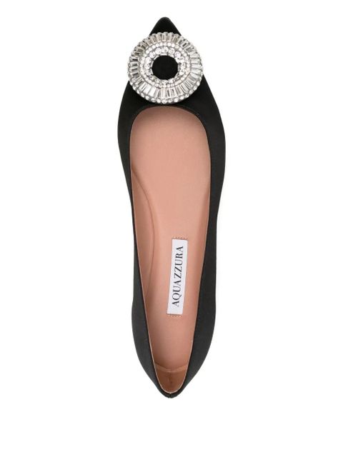 Aquazzura Crystal Hoop embellished flat pumps - Black