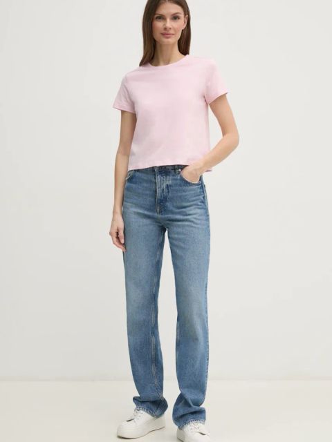 Sisley t-shirt bawełniany damski kolor różowy