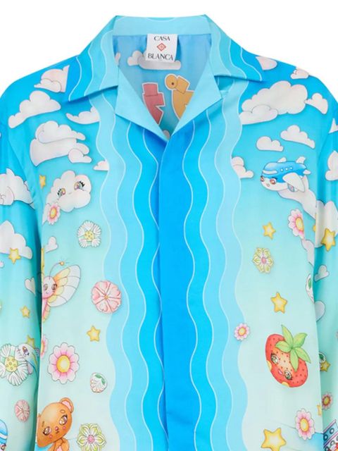 Casablanca kawaii motif silk shirt - Blue