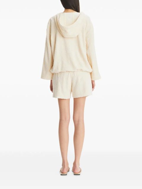 Tory Burch logo-jacquard terry hoodie - Neutrals