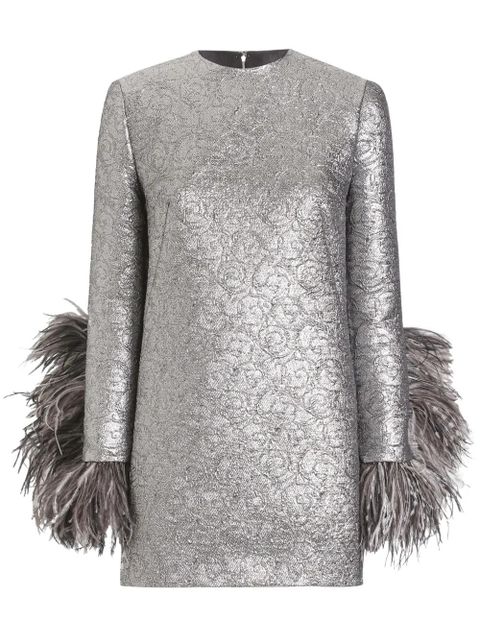 Dolce & Gabbana feather-trim mini dress - Silver - zdjęcie produktu nr 1