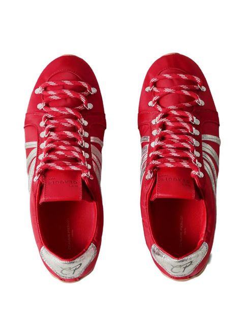 Claudie Pierlot Swing striped lace-up sneakers - Red