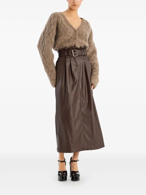 ROTATE BIRGER CHRISTENSEN cable-knit cropped cardigan - Brown - zdjęcie produktu nr 2