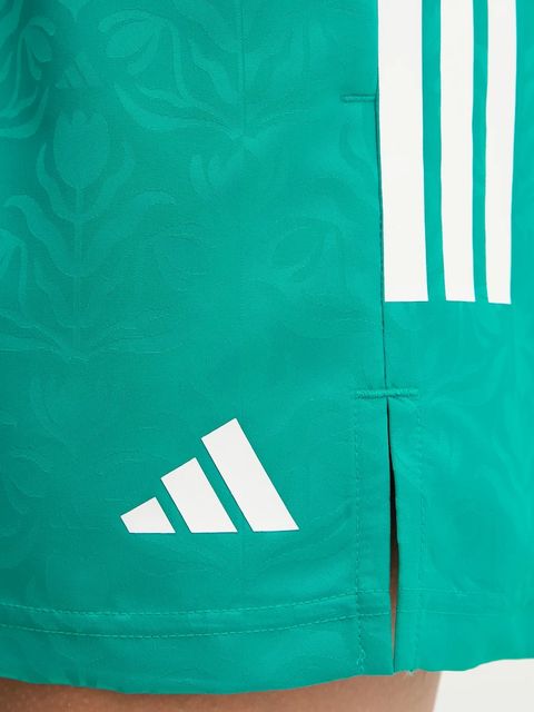 adidas szorty House of Tiro damskie kolor turkusowy wzorzyste high waist JL9208