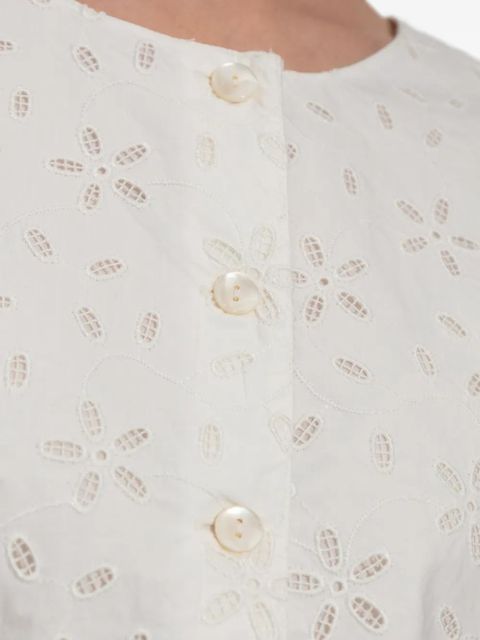 Posse Salma floral-embroidered crop top - White