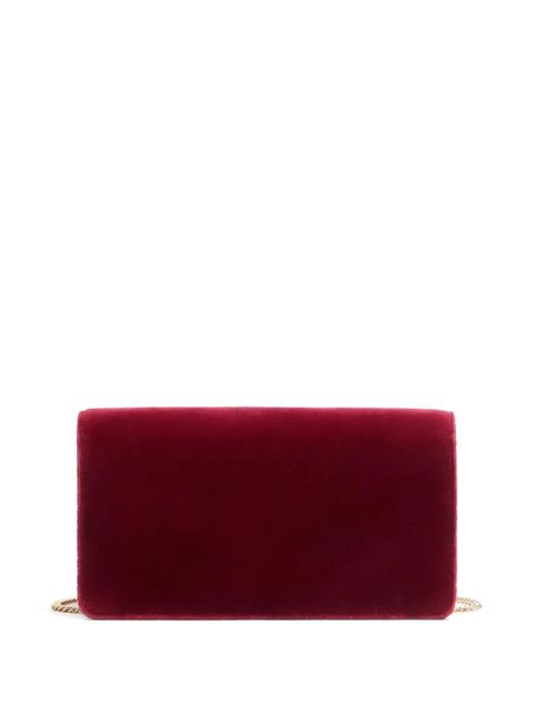Valentino Garavani Vlogo Signature velvet bow clutch bag - Red