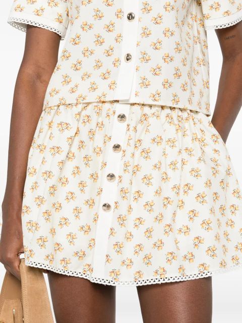Maje floral button A-line mini skirt - Neutrals
