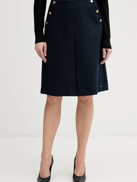 Tommy Hilfiger spódnica z dodatkiem wełny kolor granatowy mini prosta WW0WW49474 - zdjęcie produktu nr 1