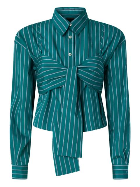 PINKO striped-pattern tie-front shirt - Green - zdjęcie produktu nr 1