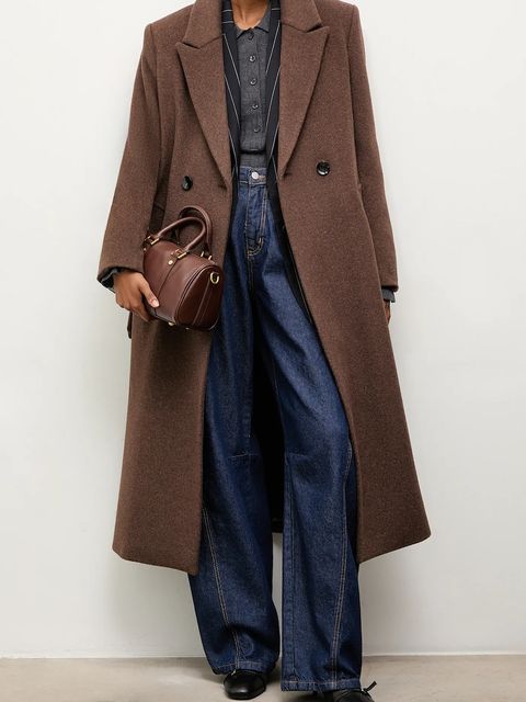 Answear Lab płaszcz wełniany kolor brązowy przejściowy dwurzędowy - zdjęcie produktu nr 1