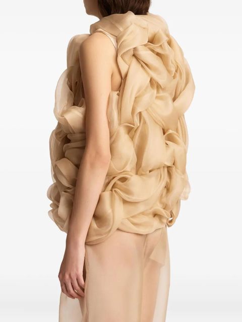 KHAITE Welles ruffled top - Neutrals