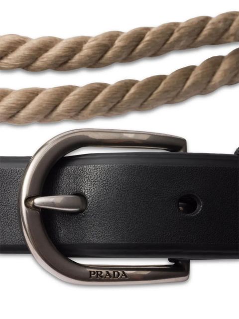 Prada rope-detail leather belt - Black - zdjęcie produktu nr 2