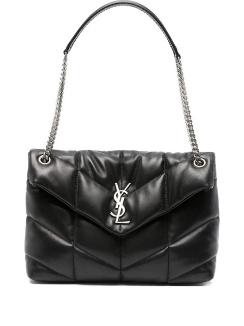 Saint Laurent medium Loulou puffer chevron-logo shoulder bag - Black