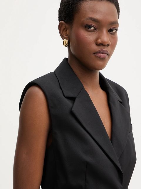 Karl Lagerfeld kamizelka z dodatkiem wełny kolor czarny jednorzędowa B1W14009