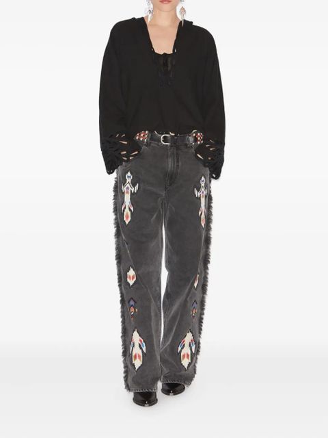 ISABEL MARANT Maella fringed embroidered jeans - Grey - zdjęcie produktu nr 2