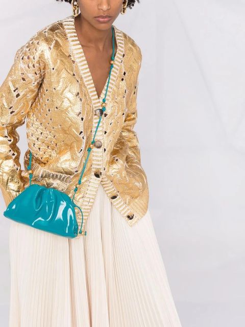 Valentino Garavani metallic-effect V-neck cardigan - Gold