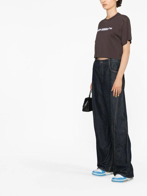 Off-White cropped logo-print T-shirt - Black