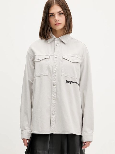 Karl Lagerfeld Jeans koszula jeansowa damska relaxed z kołnierzykiem klasycznym A4W11033 - zdjęcie produktu nr 1