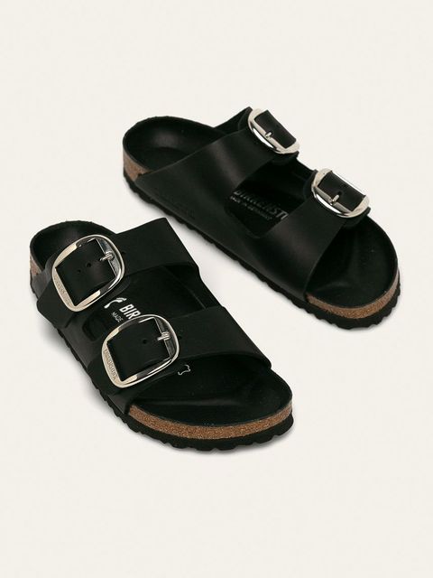 Birkenstock klapki skórzane Arizona Big Buckle damskie kolor czarny 1011075