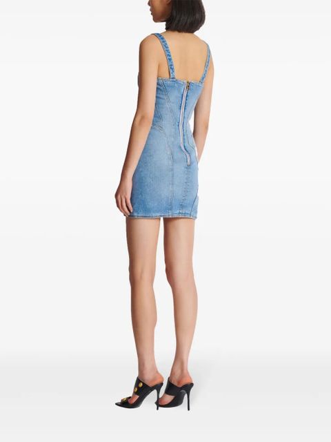 Balmain button-embellished denim minidress - Blue