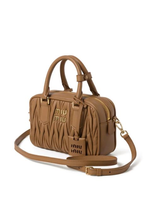 Miu Miu Arcadie matelassé leather tote bag - Brown